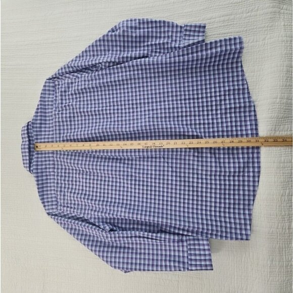 Dockers Battery Street Shirt Men XXL Blue Check Oxford Classic Fit Stretch EUC - Picture 14 of 15